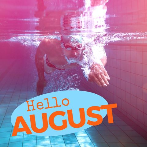 Underwater Swimming and Hello August Conceptual - Download Free Stock Templates Pikwizard.com