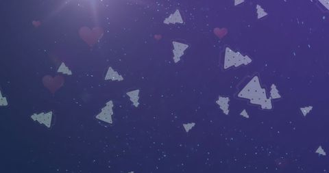 Digital christmas trees with snowflakes on purple background