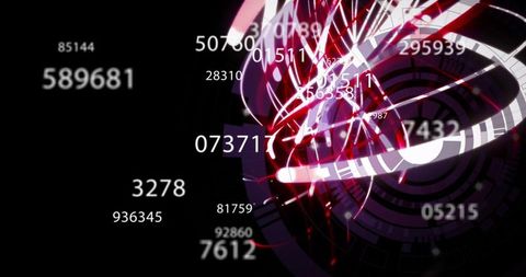 Futuristic number matrix with data streams and illuminated lines