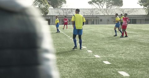 Vibrant Youth Soccer Game Showcasing Teamwork and Athleticism