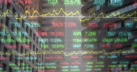 Dynamic Stock Market Data Over Cityscape