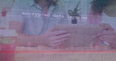 Encrypted Data Transfer with Couple Using Tablet Glass Window Overlay Effect