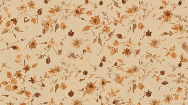 Vintage floral botanical motif with earthy tones on beige background