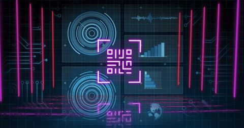 Futuristic Qr Code with Data Elements and Technology Background - Download Free Stock Images Pikwizard.com