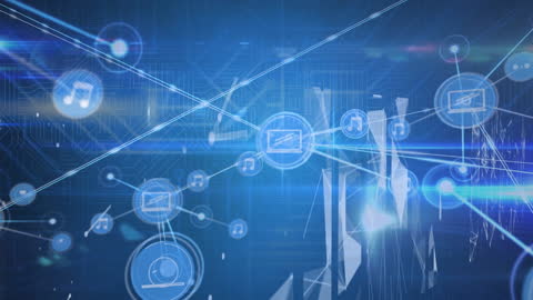 Digital Cloud Music Streaming and Data Connectivity Concept