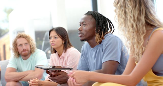 Diverse Group of Friends Having a Serious Discussion - Download Free Stock Images Pikwizard.com