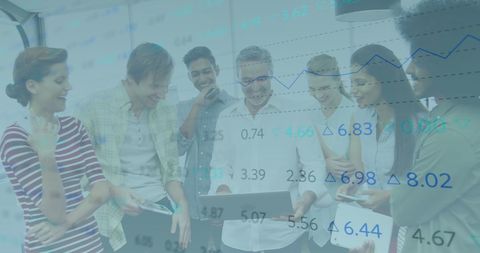 Financial data overlay on diverse team collaboration