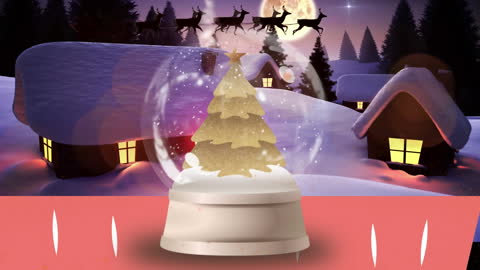 Animated Christmas Night with Santa and Snow Globe