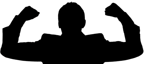 Silhouette of Person Flexing Arms Transparent Illustration