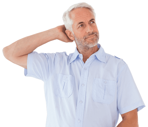 Thoughtful Senior Man in Casual Shirt on Transparent Background - Download Free Stock Videos Pikwizard.com