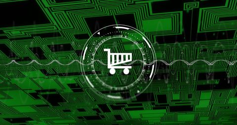 Digital Shopping Cart Icon with Abstract Circuit Background - Download Free Stock Images Pikwizard.com