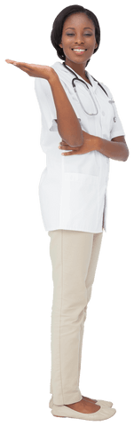 Smiling Female Doctor Presenting on Transparent Background - Download Free Stock Videos Pikwizard.com