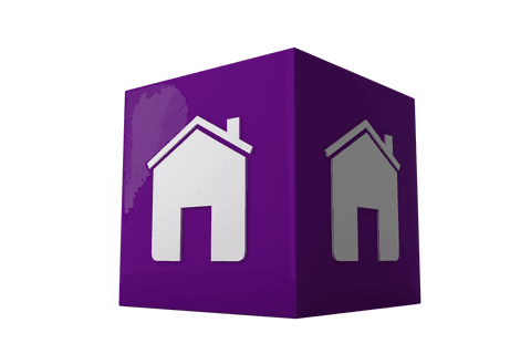 transparent cube with house symbol on purple, real estate icon illustration - Download Free Stock Videos Pikwizard.com