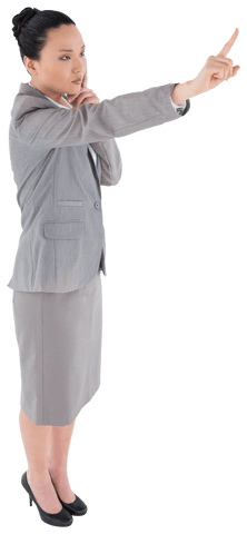 Pointing Asian Businesswoman on Transparent Background