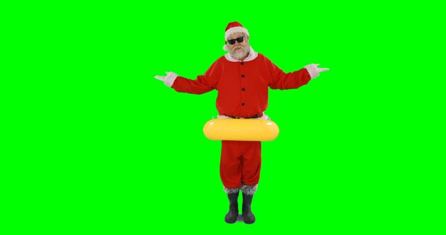 Santa Claus Shrugging with Inflatable Ring on Green Screen - Download Free Stock Images Pikwizard.com