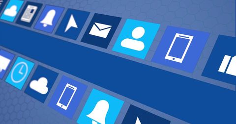 Digital Interface with Blue Themed Data Icons and Network Connectivity - Download Free Stock Images Pikwizard.com