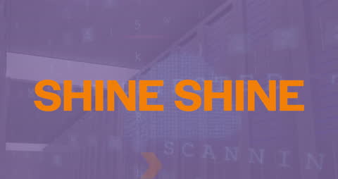 Server Room and Data Processing Animation with Shine Text
