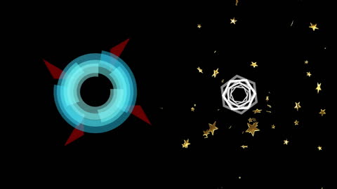 Abstract Geometric Shapes Animation with Gold Stars