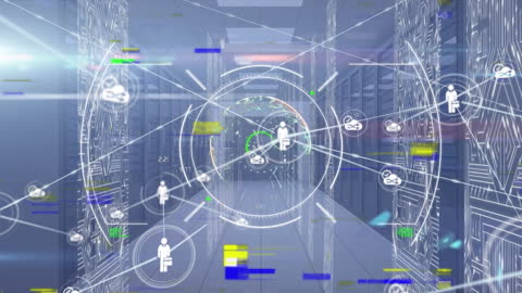 Digital Network in Futuristic Data Center Corridor