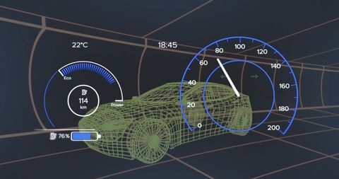 3D Car Model with Digital Speedometer Interface - Download Free Stock Images Pikwizard.com