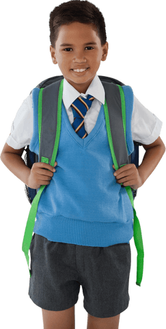 youthful schoolboy with backpack in blue uniform transparent background - Download Free Stock Videos Pikwizard.com