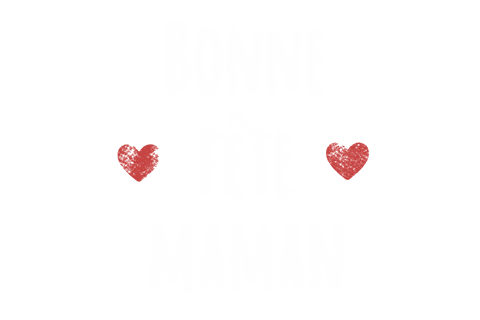 Bonne fête maman text with hearts on transparent background