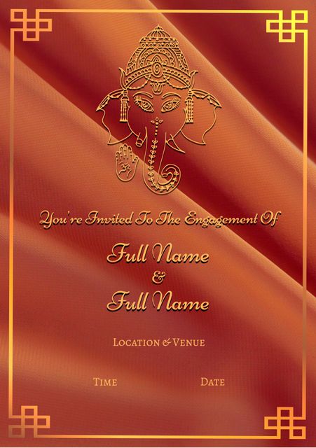 Elegant Indian Engagement Invitation with Red and Gold Design - Download Free Stock Templates Pikwizard.com