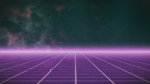 Retro Futuristic Grid with Digital Network Connections