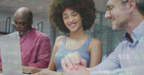 Collaborative Business Team Discussing Stock Market Data