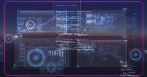futuristic digital interface with code and charts - Download Free Stock Images Pikwizard.com