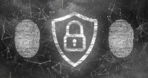 Cybersecurity Concept with Biometric Encryption and Network Security - Download Free Stock Images Pikwizard.com
