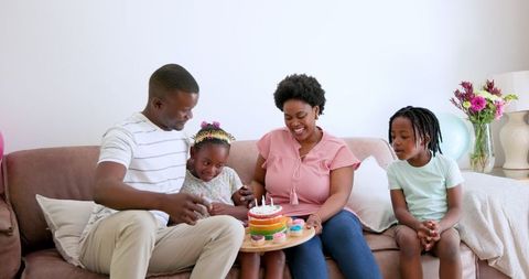 Joyful African American Family Celebrating Birthday Together