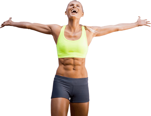 Happy Sportswoman Celebrating Achievement on Transparent Background - Download Free Stock Videos Pikwizard.com