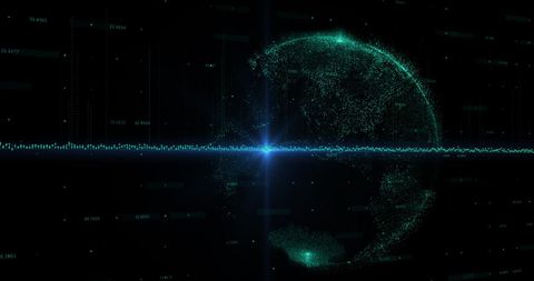 Digital earth with binary data flowing in abstract space