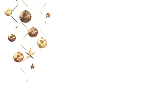 Transparent Golden Christmas Ornaments Hanging with Ribbons