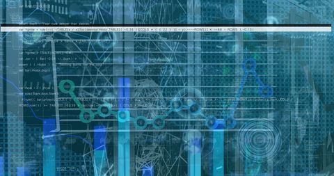 Data Processing Visualization with Futuristic Blue Interface