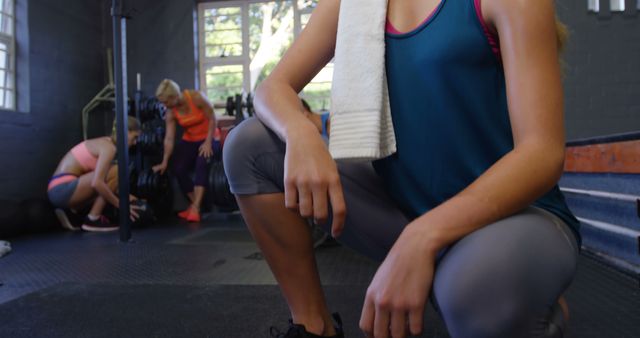 Woman Taking a Break During Workout in Gym - Download Free Stock Images Pikwizard.com