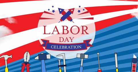 Labor Day Celebration with Tools in Patriotic Colors