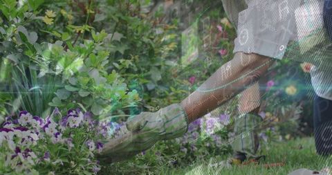 Careful gardening: strength and peaceful dedication expression