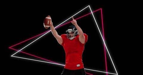 Victorious American Football Player with Neon Triangles