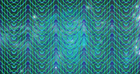 Digital Data Processing with Futuristic Neon Geometric Shapes