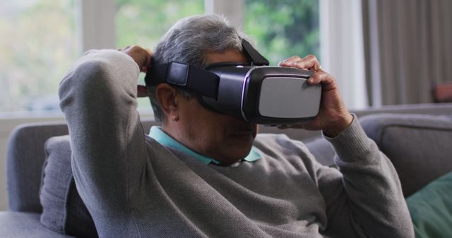 Senior Man Using Virtual Reality Headset - Download Free Stock Images Pikwizard.com