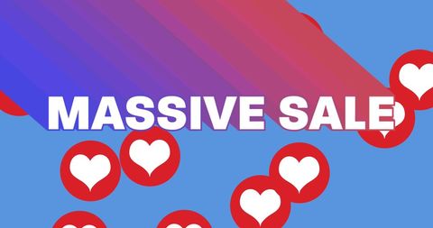 Massive Sale with Heart Icons on Blue Background - Download Free Stock Images Pikwizard.com