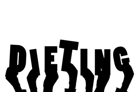 Hands holding dieting message on transparent background for wellness concept