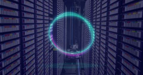 neon ring and holographic interface in modern server room - Download Free Stock Images Pikwizard.com