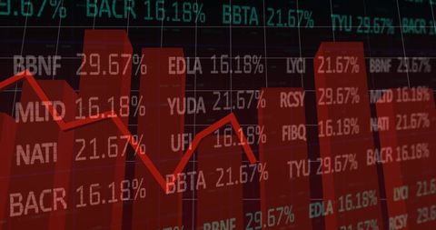 Dynamic Financial Data Display with Declining Graph Visualization - Download Free Stock Images Pikwizard.com