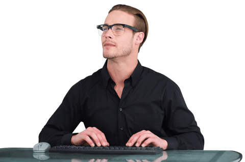 Focused Business Professional Using Computer Transparent Background - Download Free Stock Videos Pikwizard.com