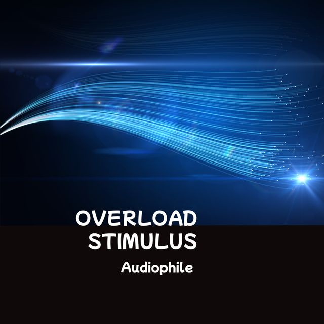 Digital Audio Concept with Blue Light Trails and Overload Stimulus Text - Download Free Stock Templates Pikwizard.com