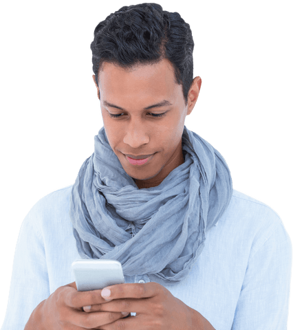 Young Man with Transparent Background Using Smartphone Confidently - Download Free Stock Videos Pikwizard.com