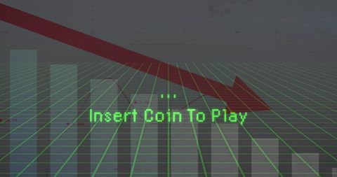 Retro gaming concept with declining economical chart